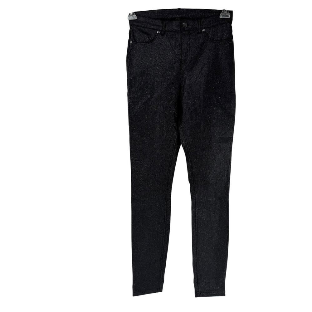 HUE Jeggings Black Glitter Skinny Sparkle Size S 4 / 6 New Super Stretchy Pants